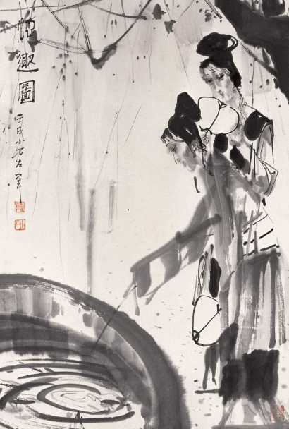 傅小石 壬戌（1982年） 池趣图 立轴